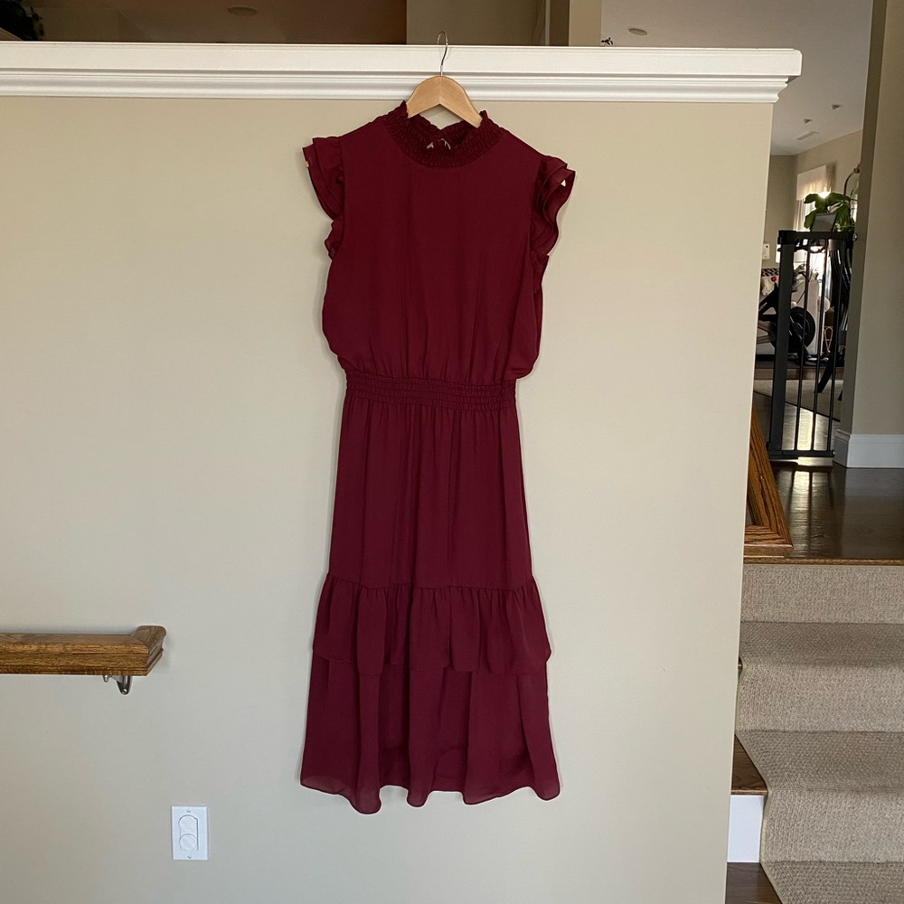 Saks Fifth Avenue Burgundy Midi Dress
